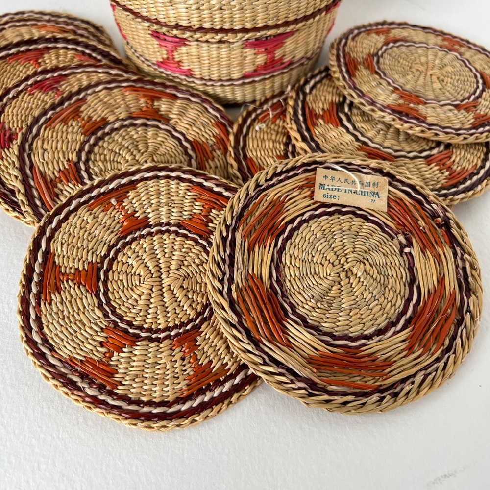 Reed grass basket coaster set - Picture 7 of 9